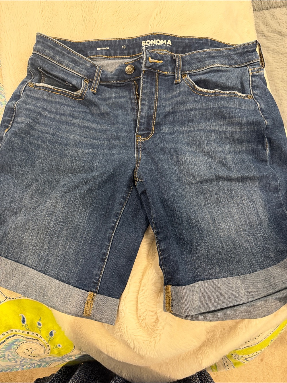 Sonoma Blue Rolled Cuff Bermuda Shorts